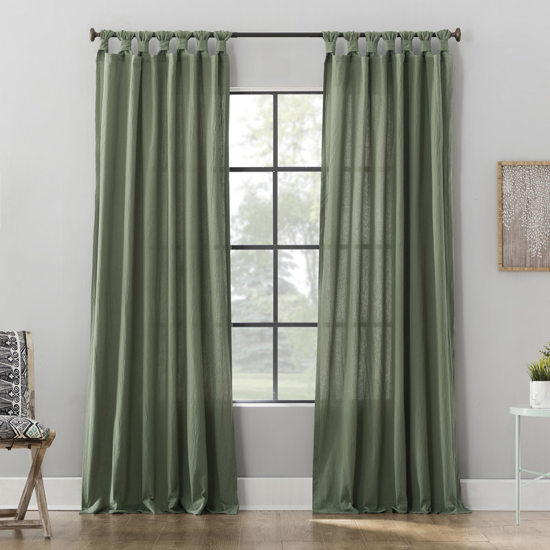 Panneau de rideau semi-transparent avec pattes en coton délavé Archaeo Sarro, l 52" x L 84", Mousse
