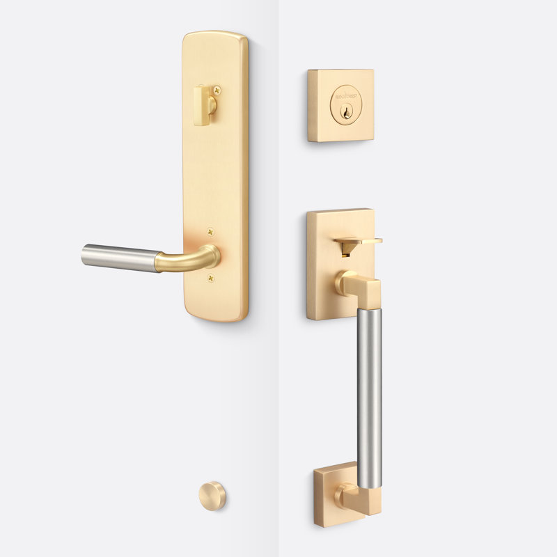 Roma Handleset With Forma Trim And Smooth Grip, Satin Brass/Satin Nickel