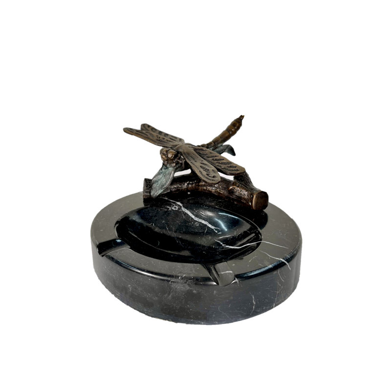 Plateau bronze et marbre libellule