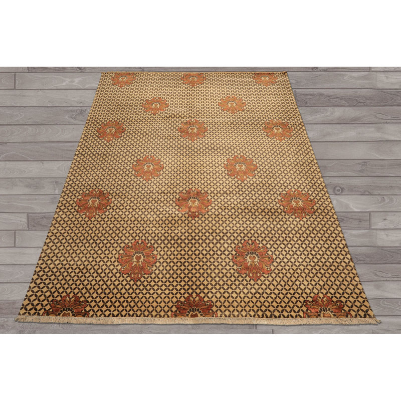 Tapis Agra transitionnel beige-brun en laine nouée à la main, 2,44 m x 3,05 m