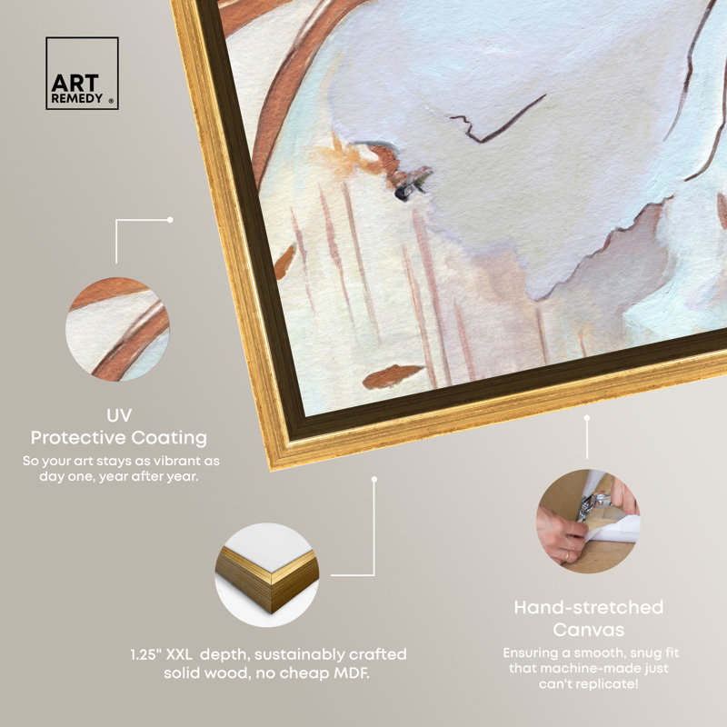 Golden Framed Abstract Canvas Print Wall Art, 13.5" x 13.5"
