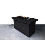42" W Outdoor Fire Pit Table Of Concrete Construction - 25" H, Rust , Push-button Operated With Lava Rocks , Rock Fill