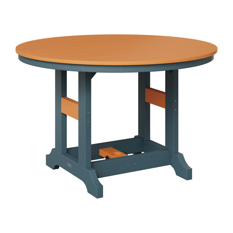 Garden Classic Outdoor Round Bar Table, Slate, Mango Orange