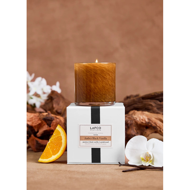 Amber Black Vanilla Scented Jar Candle, 3" H x 3" W x 3" D