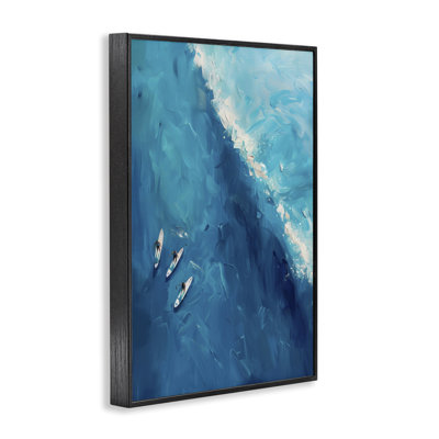 Surfers & Wave Aerial View Framed Giclee, design by LSR Design Studio