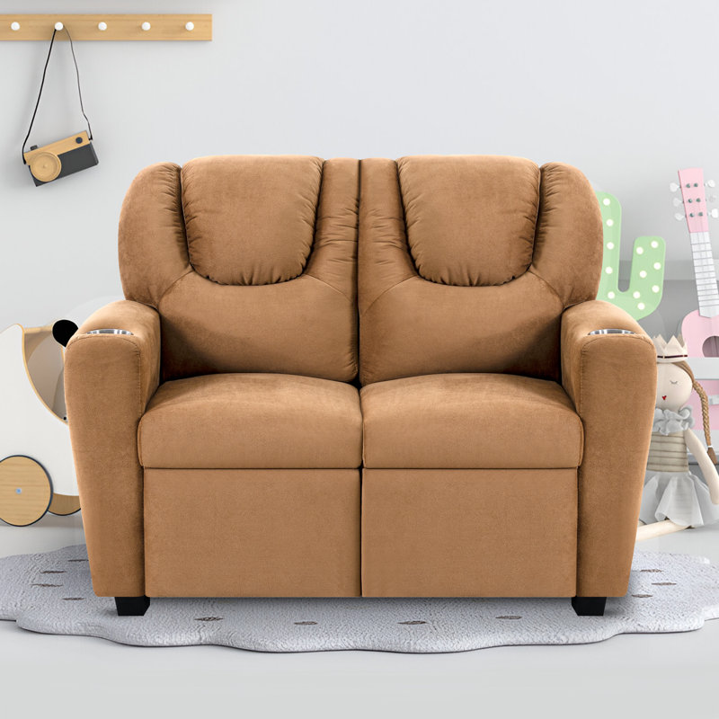 Kids Recliner Loveseat – Spacious Kids Couch and Toddler Chair with Cup Holders, Adjustable Footrest, and Push-Back Reclining