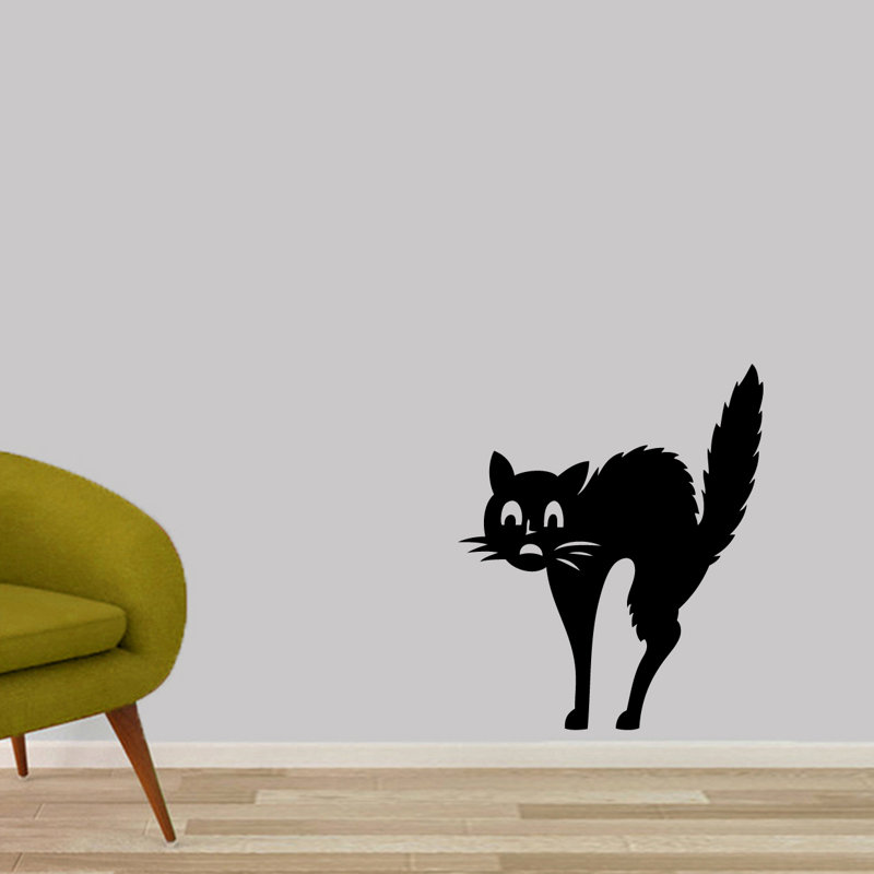 Décalcomanie murale effrayé-chat, Noir