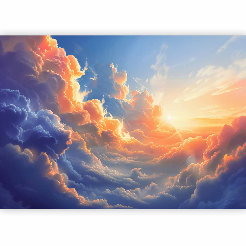 Papier peint nature - Coucher de soleil dans les nuages, L 41 po x l 59 po