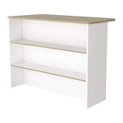 White And Light Pine 3-Tier Shelf Kitchen Island