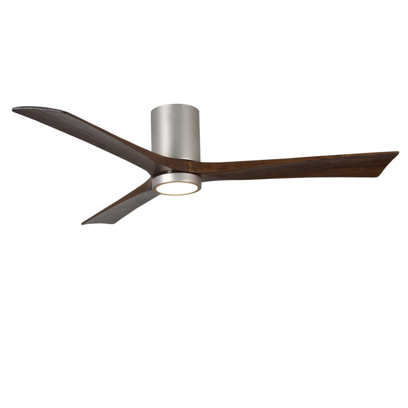 Irene LED Ceiling Fan, Gloss White, Barn Wood Tone, 52"
