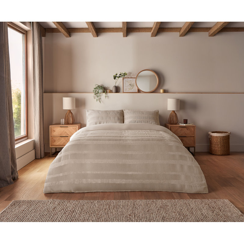 Silentnight Supersoft Natural Textured Duvet Set, Single Duvet Cover Set