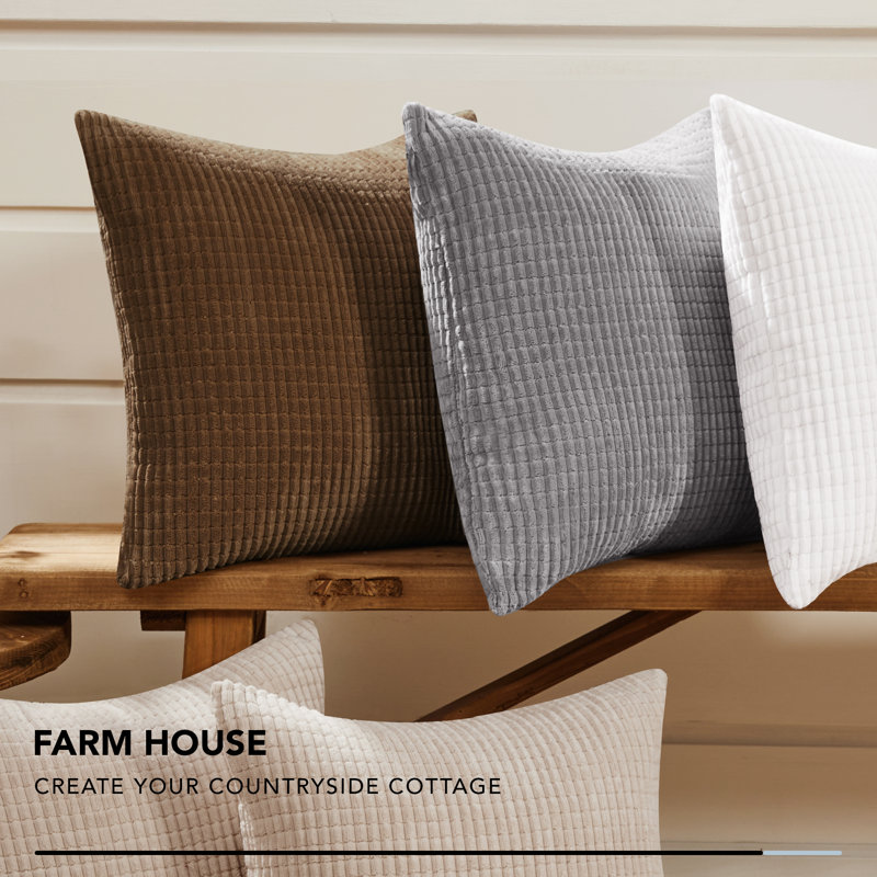 Deconov Ribbed Corduroy Square Throw Pillow Covers (Set of 2), 16" x 16", Beige
