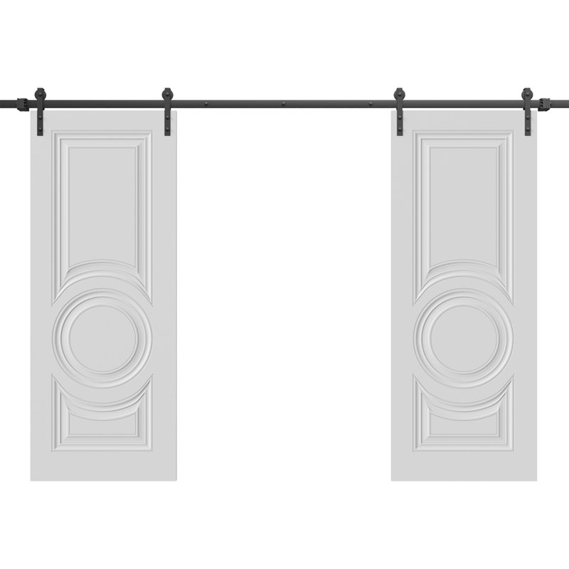 Double porte de grange | Essentiel 1801 blanc | Ensemble de rail 13 pi | Portes intérieures solides, 84 po x 96 po