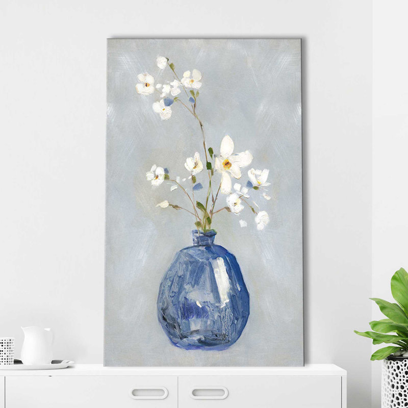 Cottage en fleurs II - Peinture, L 18 po x H 30 po, Toile tendue