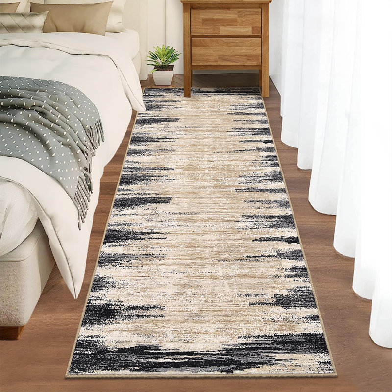 Abstract Machine Washable Rug with Rubber Backing for Living Room Modern Non-Slip Dining Room Rug Easy-Cleaning Floor Carpet for Bedroom Office