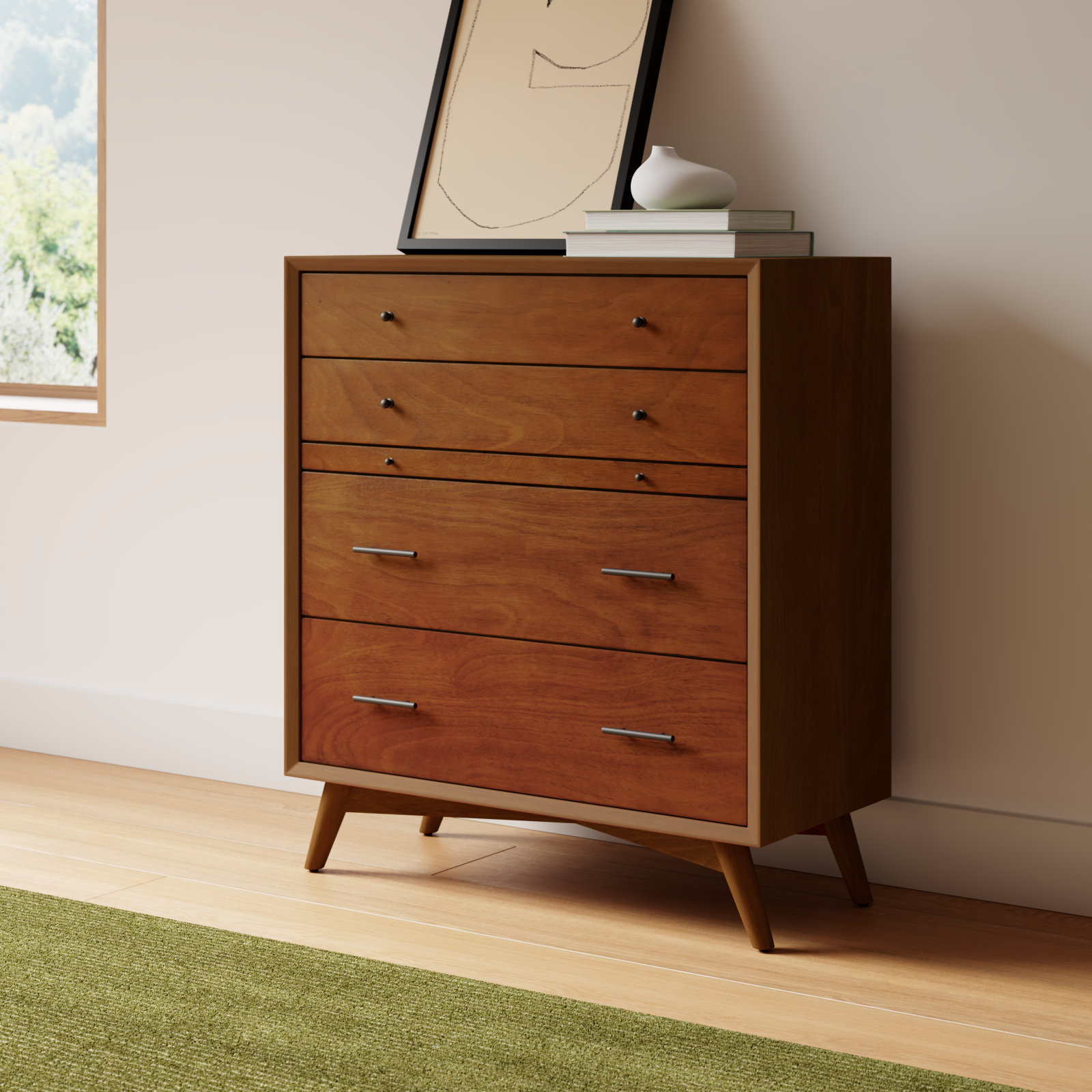 Williams 4 Drawer 38'' W Solid Wood Chest, Chestnut