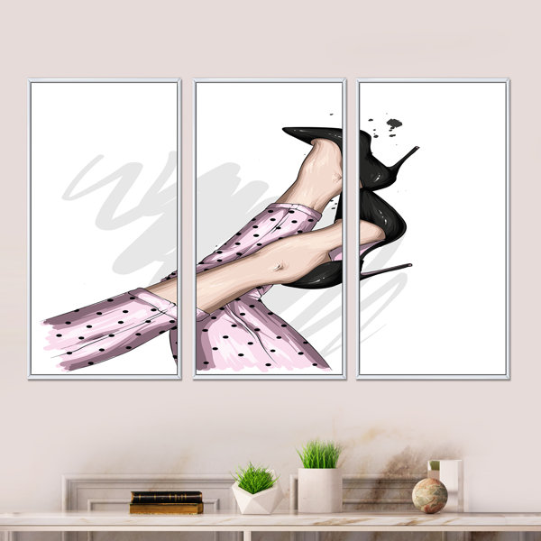 Mercer41 Woman Legs In Black Heel Stilettos I Framed On Canvas 3 Pieces ...