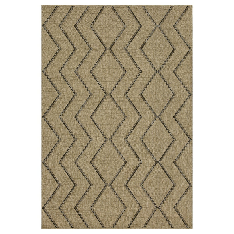 Tapis en polypropylène durable à motif de losanges modernes espaces intérieurs / extérieurs