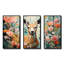 Fleurs de cerf roses et vertes - Art mural animal cerf-1049487564-1049487565