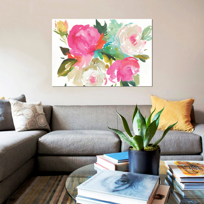 «Belle I», reproduction sur toile, H 18 po x l 26 po x P 1,5 po, Toile avec cadre noir, Pas de tapis
