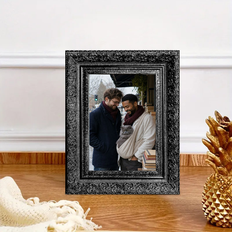 Cadre photo noir chaud 1 po 8 po x 10 po avec support de table et crochets muraux