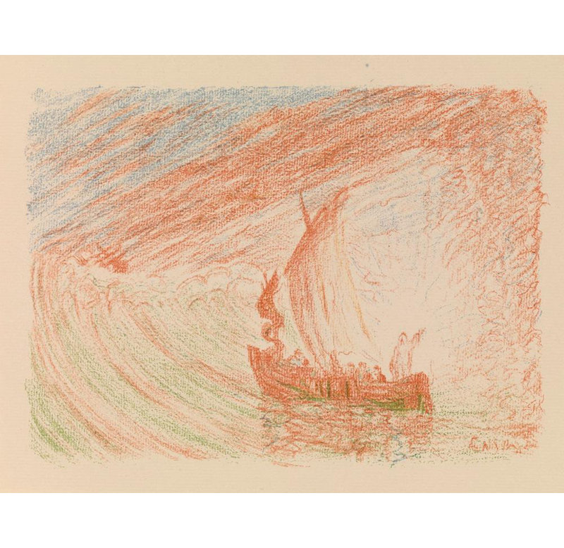 «Christ Calms the Storm» par James Ensor - Art mural sur toile tendue avec châssis, H 40 po x l 28 po