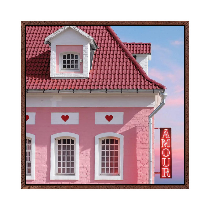 Amour by Erin Summer - Print on Canvas, 45.72cm H x 45.72cm W x 3.81cm D, Classic Brown Wood Framed