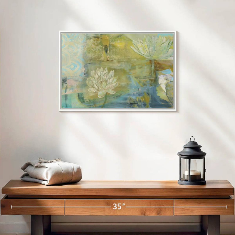 Lotus Dream, 19 po x 13 po, Cadre flottant blanc