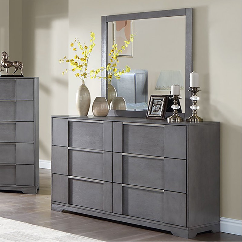Commode double à 6 tiroirs avec miroir Daaniya