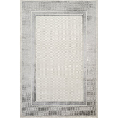 Omari Collection Grey/Cream Geometric Traditional Area Rug