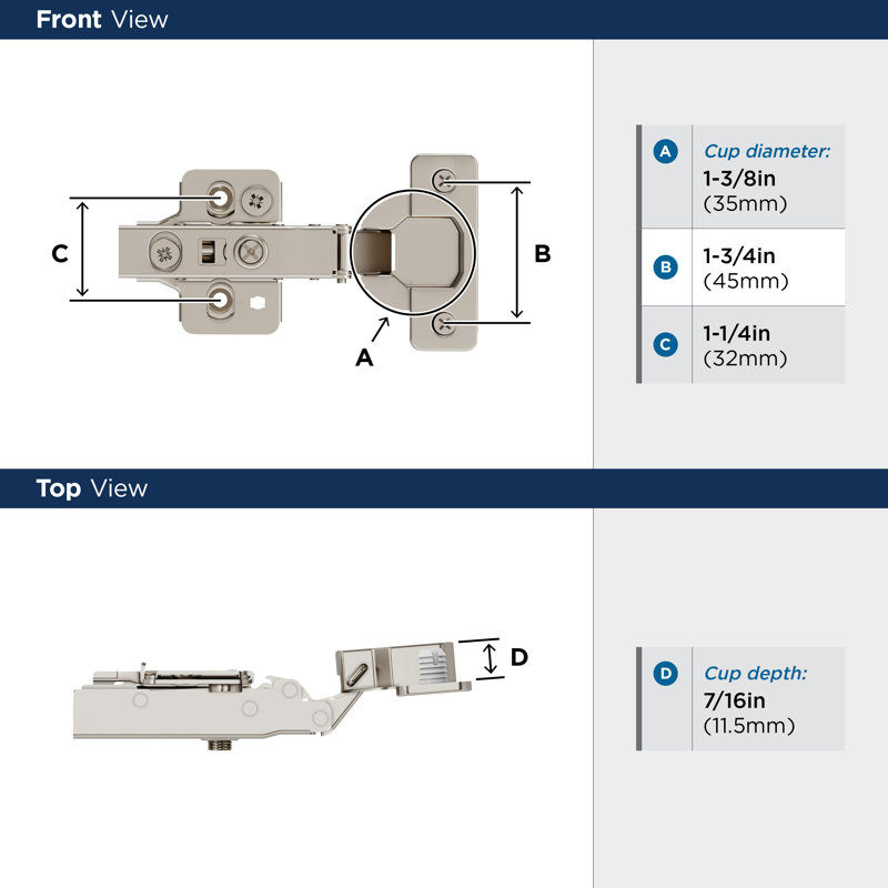 Nickel Full Overlay Soft Close Euro Concealed Cabinet Hinge