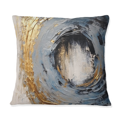 Coussin décoratif doré et bleu Vibrant Spirals I - Abstract Spirals