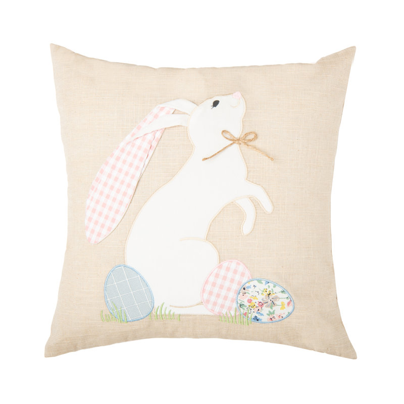 Bunny Eggs Embroidered Throw Pillow