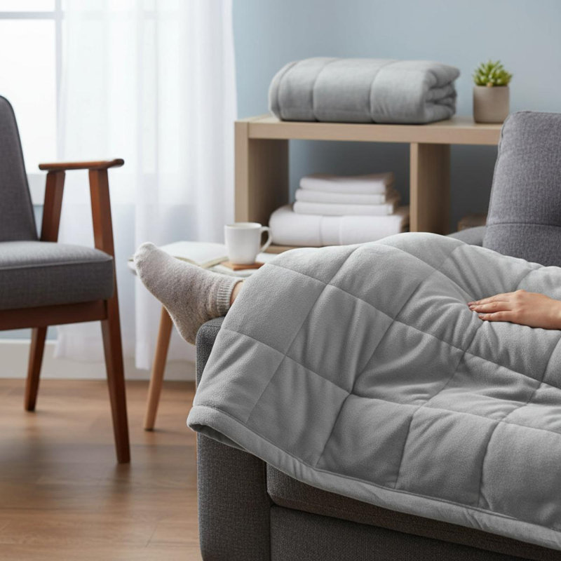 Couverture réversible HeiQ Smart Temperature en duvet synthétique, 90" L x 66" W, Gris