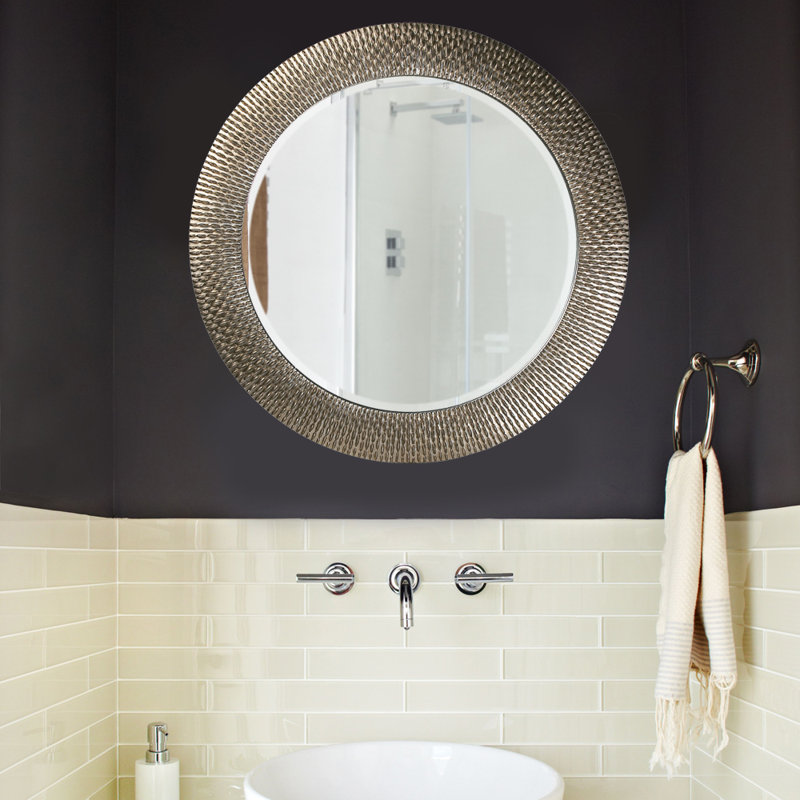 Bergman Round Beveled Mirror, Brushed Silver/Gold, 32"