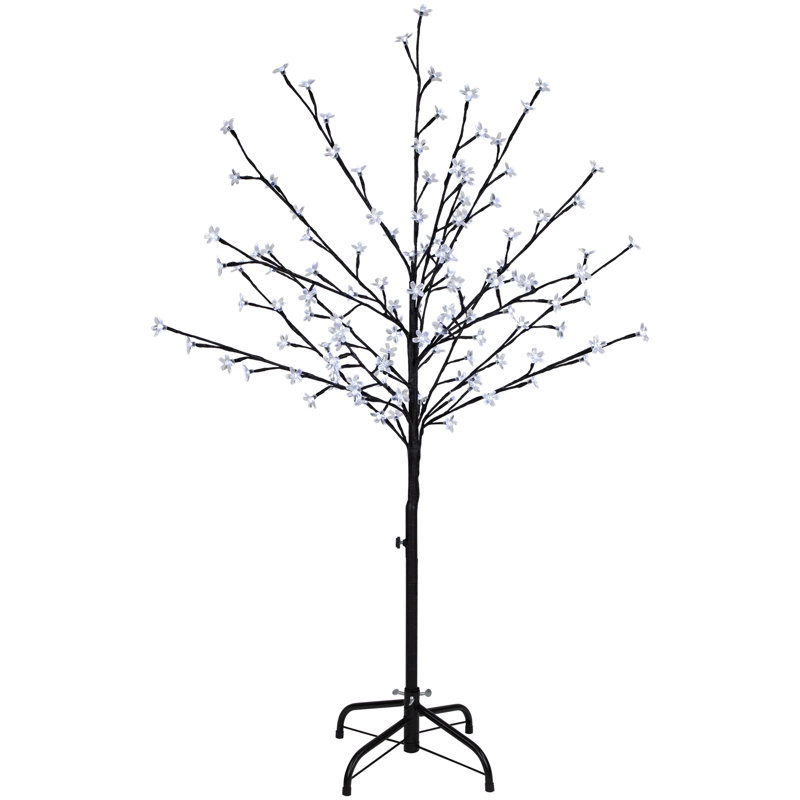 6' LED Lighted Cherry Blossom Flower Tree, 48" H x 33" W, Pure White