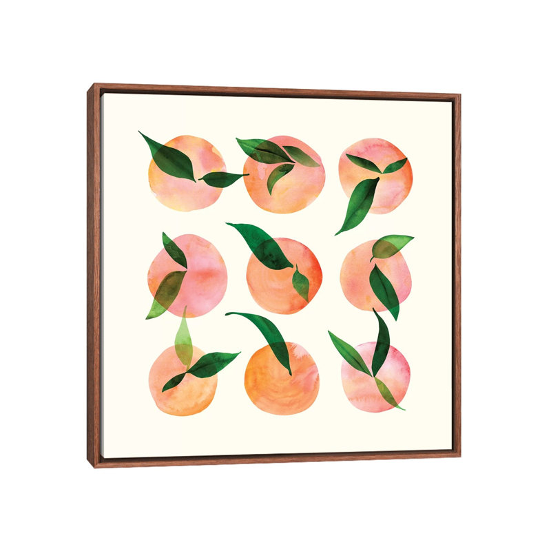 Watercolor Fruit - impression d'art graphique, Pas de tapis, H 37 po x l 37 po x P 1,5 po, Toile classique avec cadre brun