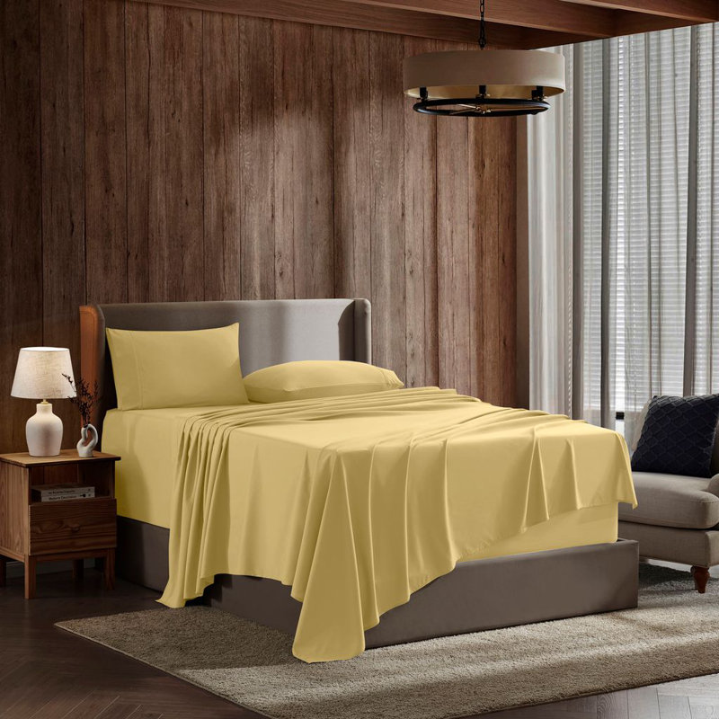 Ensemble de draps en micro-fibre, Jaune moelleux, Très grand séparé