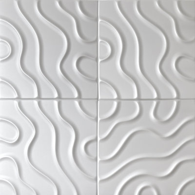19.69 in. x 19.69 in. x 0.31 in. Wall!Supply UltraLight XPS Flow Line White Wall Panels (12-Pack)