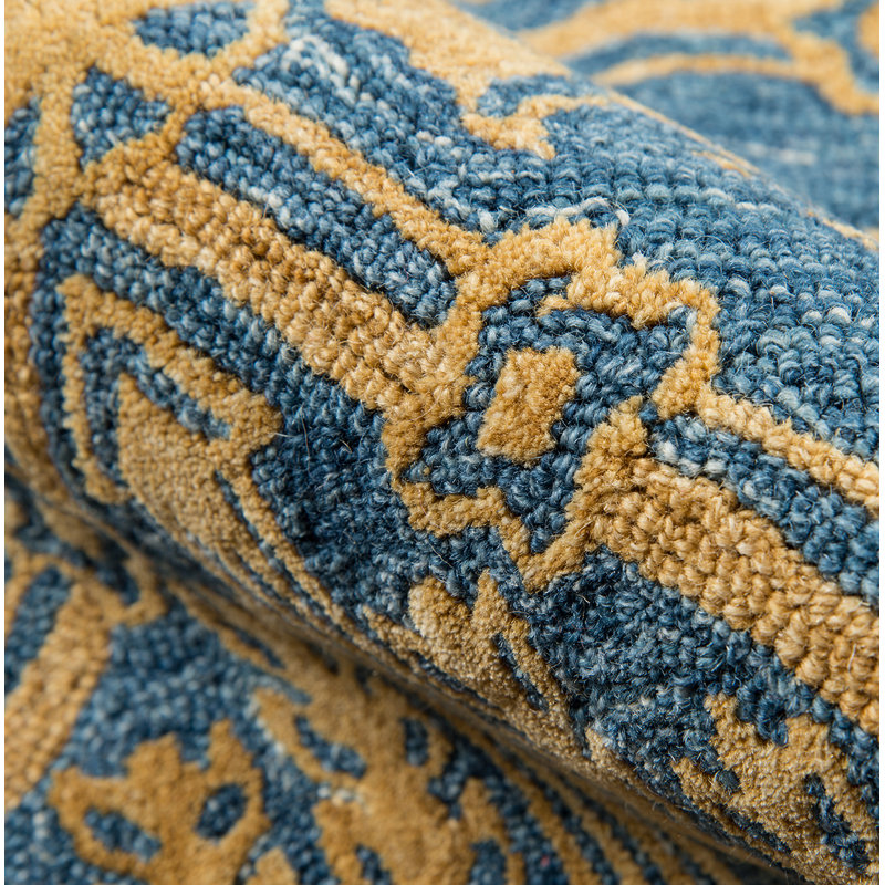 Tapis bleu / orange en laine touffeté à la main Cece, Rectangle 5 pi x 8 pi