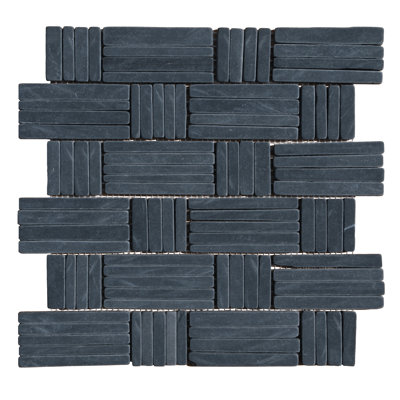 Black Slate Alternate Basketweave Mosaic Blend