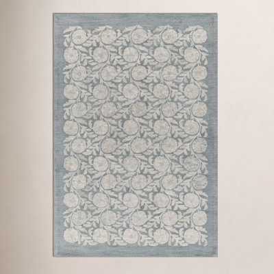 Eleanora Blue Hand-Tufted Floral Wool Rug