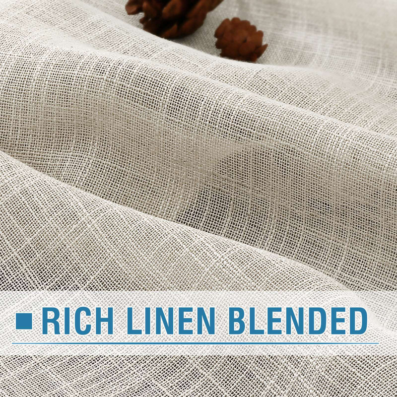 Linen Curtains Natural Linen Blended Curtains for Living Room Burlap Linen Textured Curtains Light Filtering Nickel Grommet Curtains Bedroom Curtains 2 Panel Sets Privacy Added