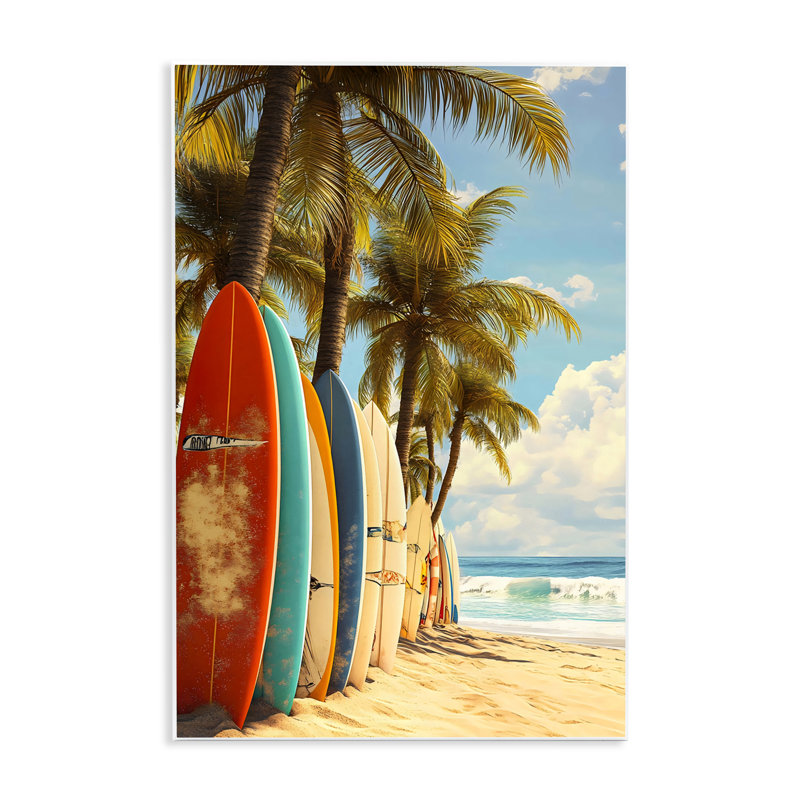 Planches de surf alignées avec plaque murale, design par LSR Design Studio, H 15 po x l 10 po