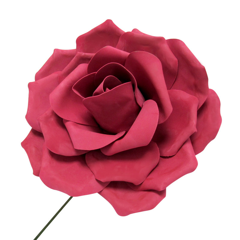 Grande tige rose en mousse, H 20 po x l 20 po x 7,5 po, Bourgogne