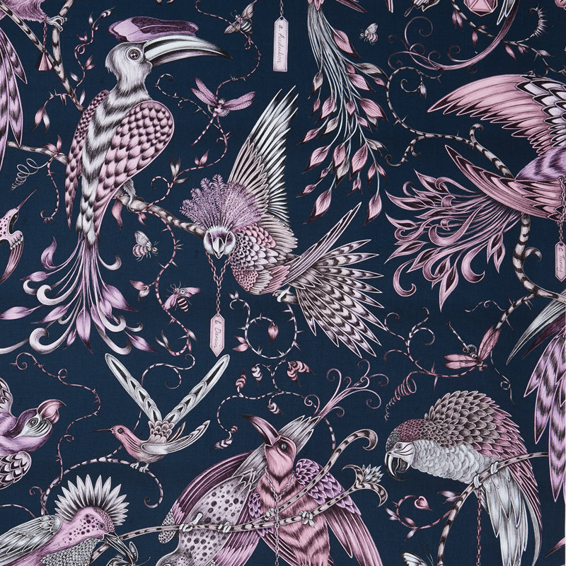 Animalia Audubon Fabric, Pink