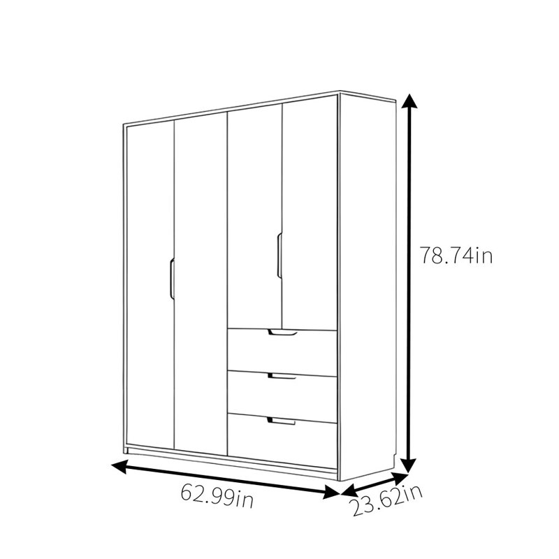 Garde-robe moderne, simple et classique, H 78,74 po x l 62,99 po x P 23,62 po