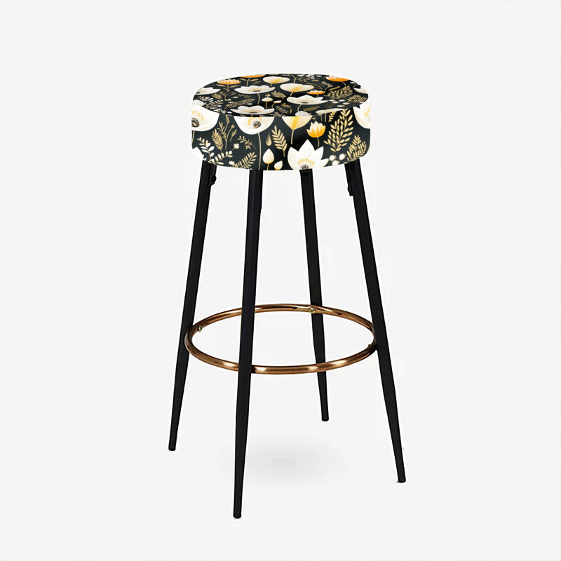 Ensemble de 2 tabourets de bar rustiques enchantés à motif floral blanc rustique