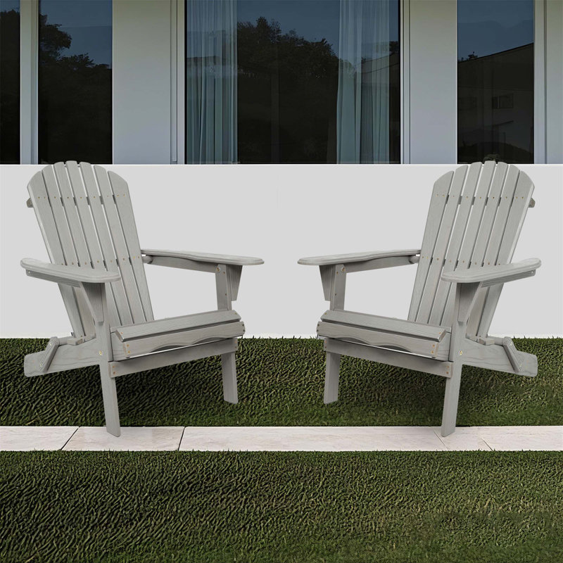 Ensemble de 2 chaises Adirondack pliantes en bois de cèdre massif avec grain gaufré pour une détente confortable en plein air