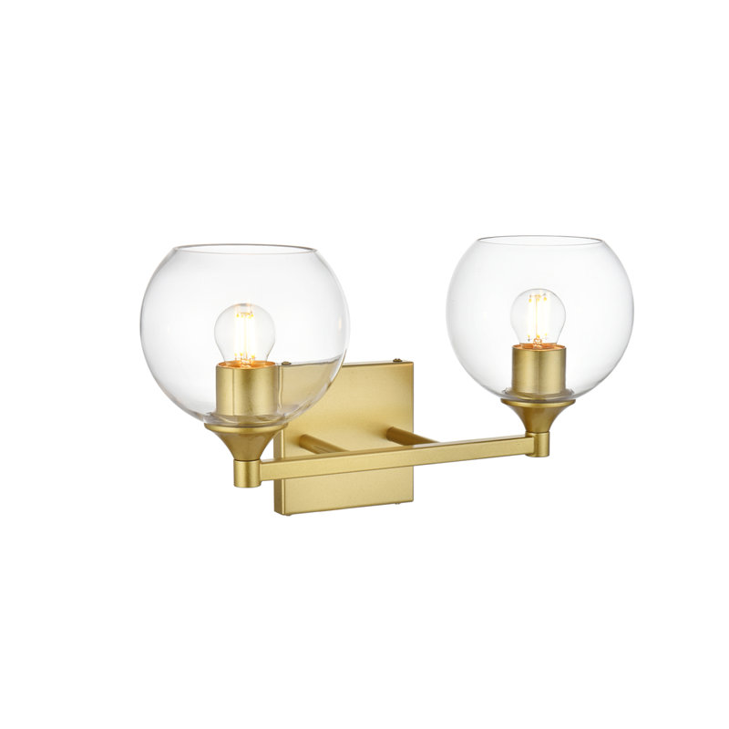 Lumière de meuble-lavabo à intensité variable, Laiton, Deux lumières, H 9 po x l 16 po x P 16 po